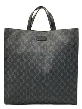 GUCCI GG Plus/GG Supreme 495559 Black Dark Gray PVC Leather Tote Bag
